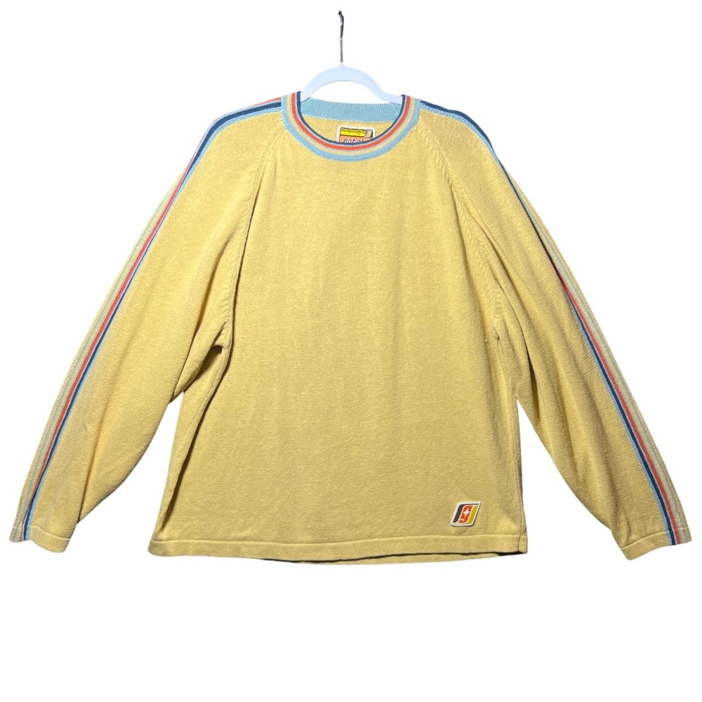 Vintage Gotcha Custom Originals Yellow Striped Knit Sweater XL 90s Surf Skate